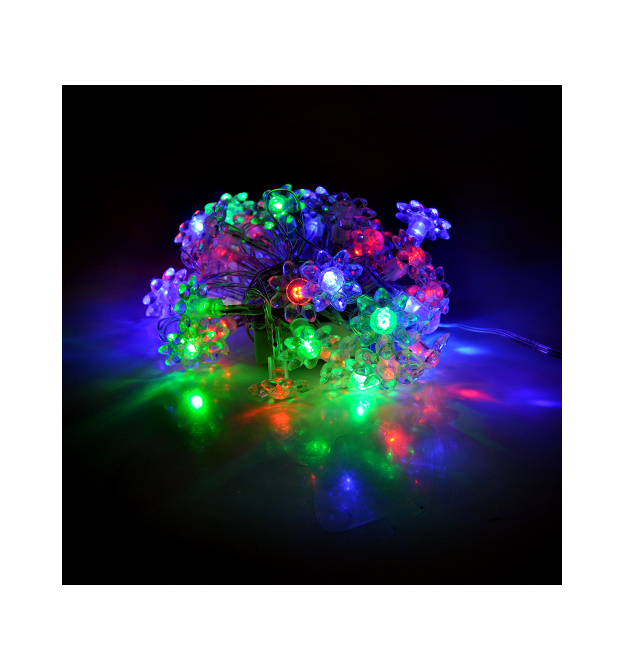 Гірлянді 40LED (Квіточка) Red - Green - Blue - Yellow, 1 режим, 5метров, прозора ізоляція, Пакет