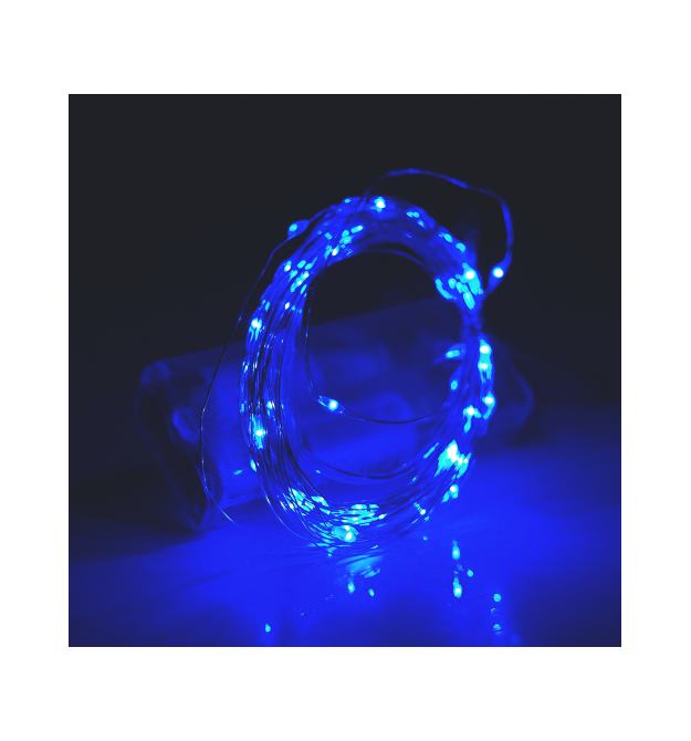 Гірлянди 50LED, 1 режим, 5 метрів, прозора ізоляція, живлення від USB + 2 * АА (немає в комплекті), Blue, BOX