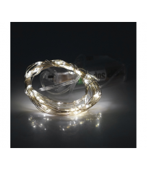 Гірлянди 50LED, 1 режим, 5 метрів, прозора ізоляція, живлення від USB + 2 * АА (немає в комплекті), White Hot, BOX