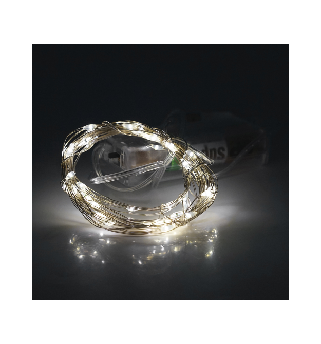 Гірлянди 50LED, 1 режим, 5 метрів, прозора ізоляція, живлення від USB + 2 * АА (немає в комплекті), White Hot, BOX