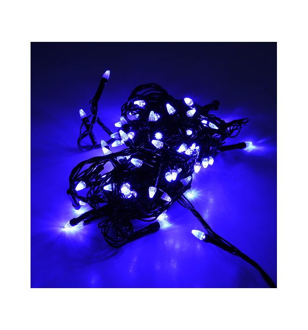 Гірлянди 100LED (Свічка) Blue, 8 режимів, 5 метрів, чорна ізоляція, BOX