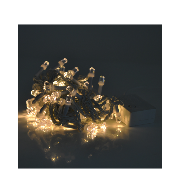 Гірлянди 100LED (Шестигранник Big) Yellow, 8 режимів, 5 метрів, чорна ізоляція, BOX