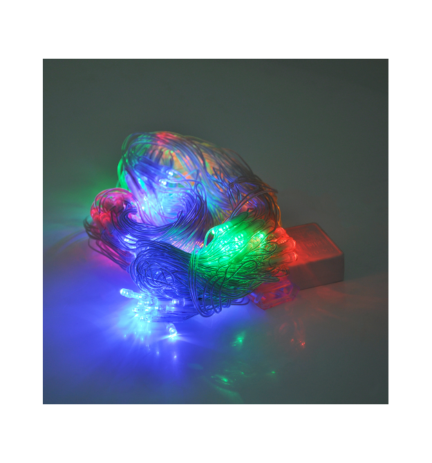 Гірлянди 240LED (Сітка) Red - Green - Blue - Yellow, 1,5 * 1,5 метри, прозора ізоляція, BOX