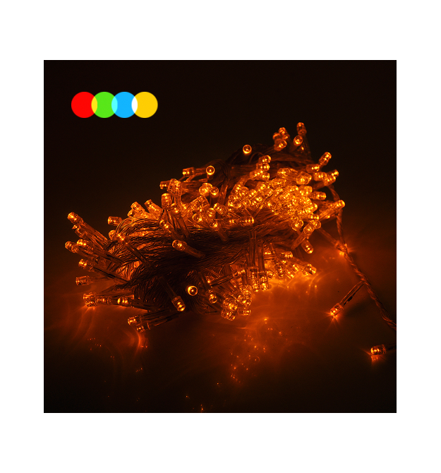 Гірлянда 300LED Водоспад (Red - Green - Blue - Yellow), 8 режимів, 3*1,2 метра, прозора ізоляція, BOX)