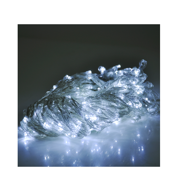 Гірлянда 500LED (Водоспад) White, 8 режимів, 3*2метра, прозора ізоляція, BOX