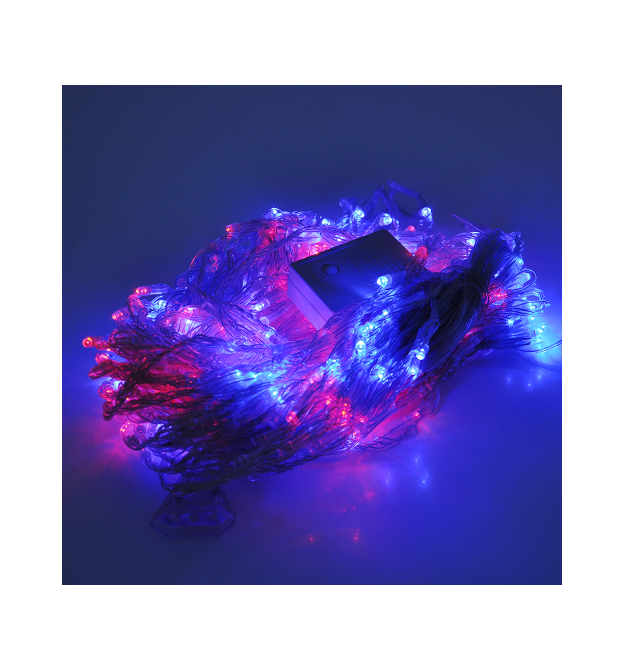 Гірлянда 500LED (Водоспад) Red - Green - Blue - Yellow, 8 режимів, 3 * 2метра, прозора ізоляція, BOX
