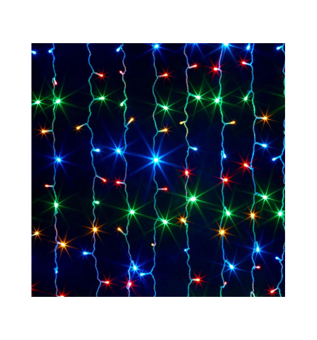 Гірлянда 560LED (Водоспад) Red - Green - Blue - Yellow, 8 режимів, 3 * 3метра, прозора ізоляція, BOX