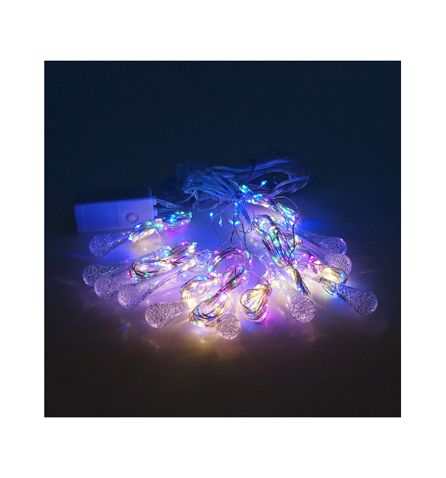 Гірлянда 400LED Крапля (Red - Green - Blue - Yellow), мідний провід, 8 режимів, 2*2метри, прозора ізоляція, BOX