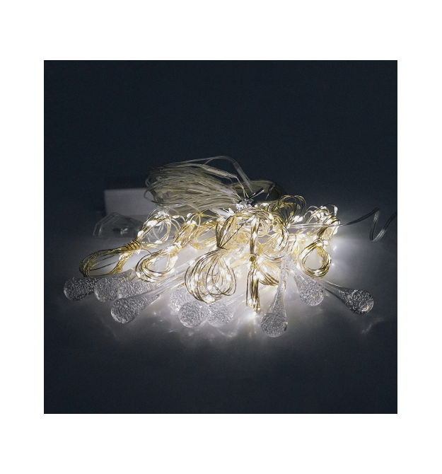 Гірлянда 400LED Крапля (White Hot), мідний провід, 8 режимів, 2*2метри, прозора ізоляція, BOX