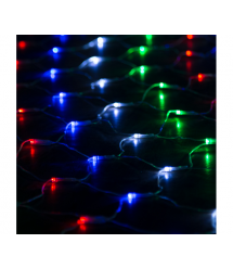 Гірлянди 100LED (Сітка) Red - Green - Blue - Yellow, 1,5 * 1,5 метри, прозора ізоляція, BOX