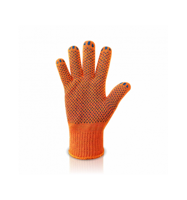 Рукавички трикотажні STANDART бавовна - поліестерові, клас 10 ПВХ нанесення, помаранчева
