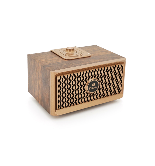 Колонка Kisonli G2 Bluetooth 5.0, 1х10W, 1200mAh, USB - TF - BT - FM - AUX, DC: 5V, Dark wood, BOX, Q40