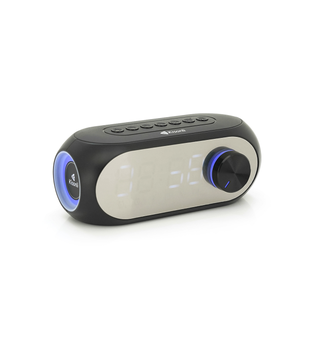 Колонка Kisonli LP-2S Bluetooth 5.0, 1х5W, 1200mAh, USB - TF - BT - FM - AUX - LCD - Clock, DC: 5V, Black, BOX, Q60