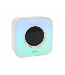 Колонка Kisonli Q6A Bluetooth 5.0, 1х5W, 3600mAh, USB - TF - FM - BT - LED - Clock - RGB Light, DC: 5V - 1A, BOX, Silver, Q30