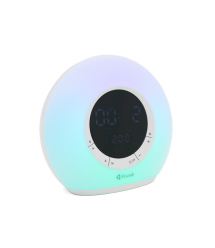 Колонка Kisonli Q6B Bluetooth 5.0, 1х5W, 3600mAh, USB - TF - FM - BT - LED - Clock - RGB Light, DC: 5V - 1A, BOX, Silver, Q30