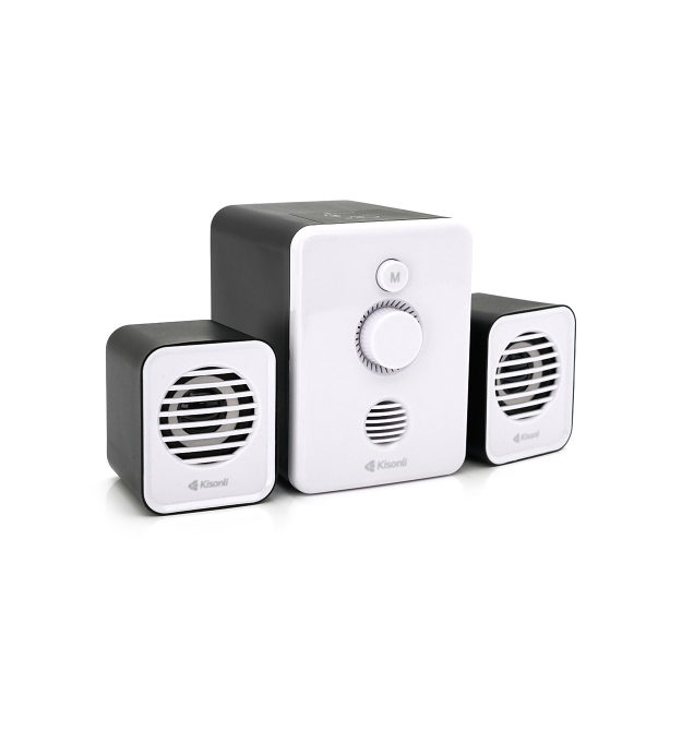 Колонки Kisonli U-3000BT, 5W+2x3W, USB - TF - BT - FM - AUX, с сабвуфером, DC: 5V, White, BOX, Q40