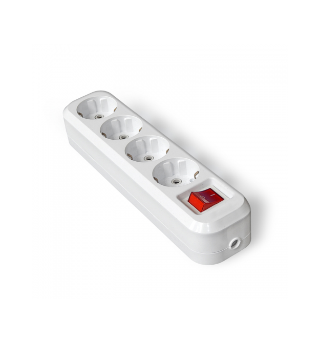 Колодка для подовжувача 4 гнізда з заземленням та вимикачем 16A 250V Q50