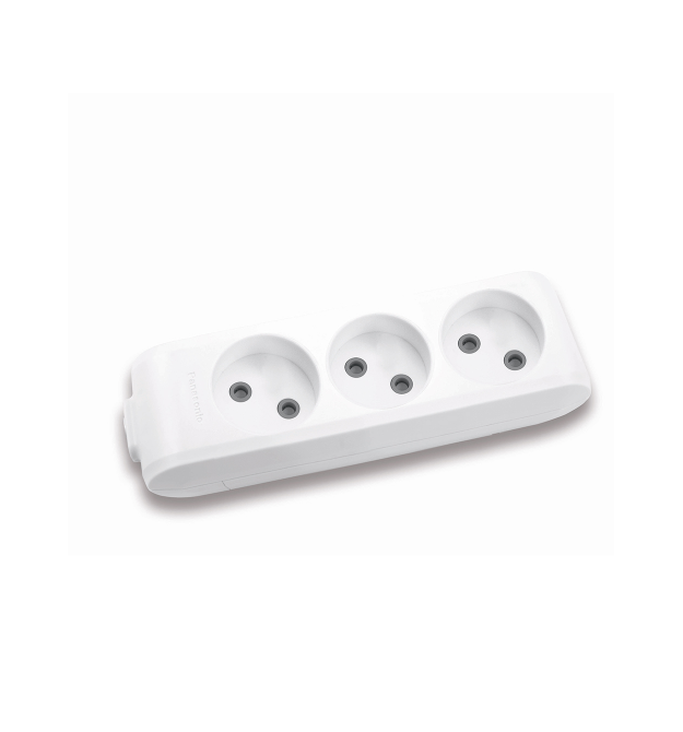 Колодка Panasonic X-tendia 3 гнізда, з захистними шторками, сіра