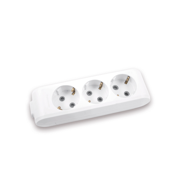 Колодка Panasonic X-tendia із заземленням 3 гнізда, з захистними шторками, сіра