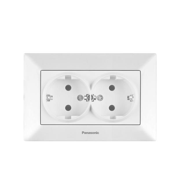 Розетка Panasonic Arkedia Slim подвійна із заземленням, біла