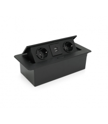 Розетка для підлоги висувна із заземленням J29L, дві розетки + 2 * USB, Input: AC 100-250V 16A, Black