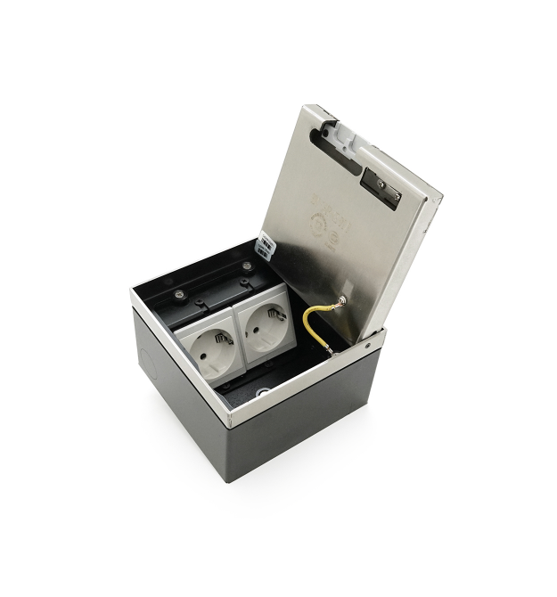 Розетка для підлоги подвійна, AC:110-250V - 10-16A, Silver