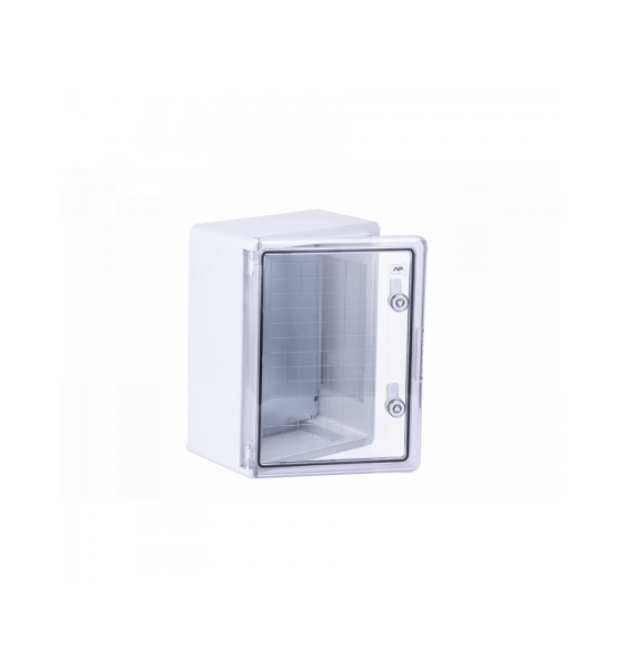 Бокс міцний з ABS пластику з монтажною панеллю 400х300х220, з прозорими дверцятами, IP65