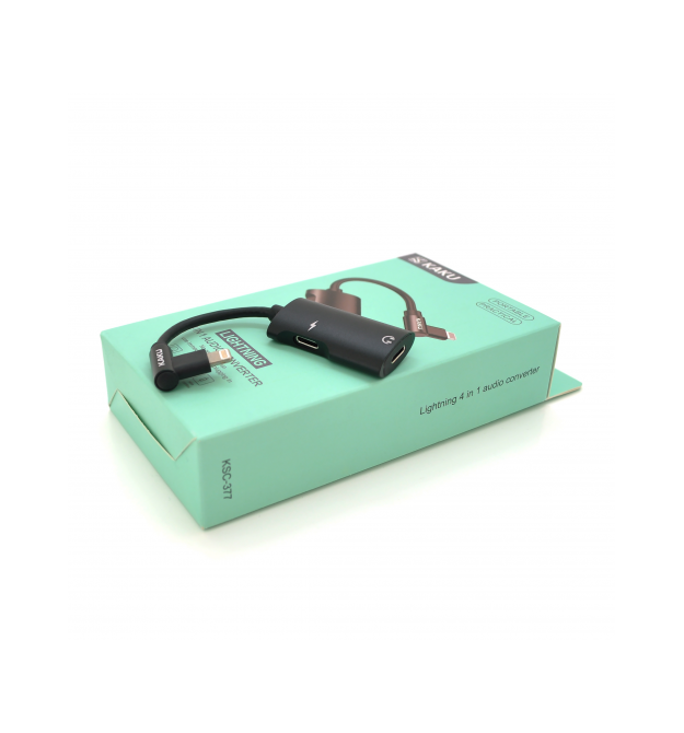 Аудіоконвертор iKAKU KSC-377 MAIQI 4 in 1 audio converter Lightning, Black, Box