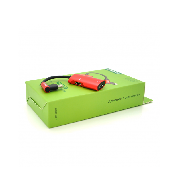 Аудіоконвертор iKAKU KSC-377 MAIQI 4 in 1 audio converter Lightning, Red, Box