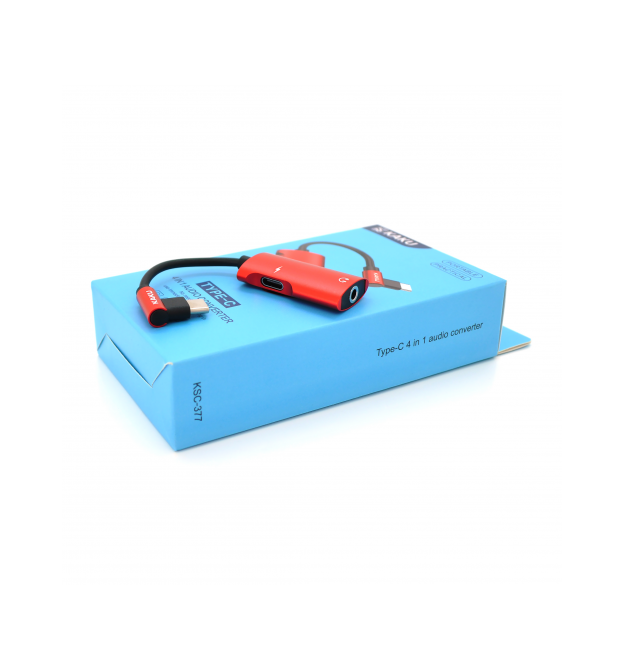 Аудіоконвертор iKAKU KSC-377 MAIQI 4 in 1 audio converter Type-C, Red, Box