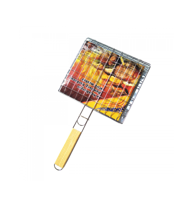 Решетка для гриля, 20х21 см, деревянная ручка, нержавеющая сталь