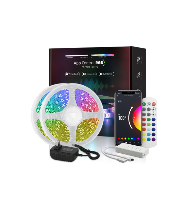 Комплект музичної світлодіодної стрічки 5050 RGB 5 метрів, 60Led, пульт, блок живлення, bluetooth, ip65