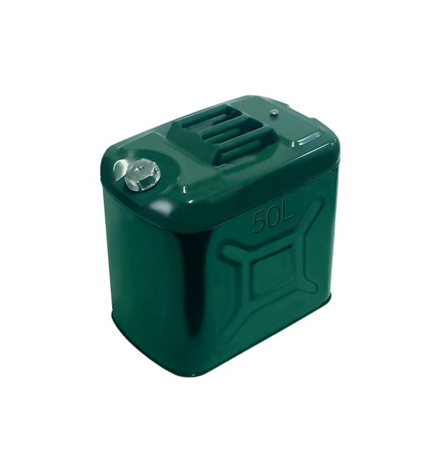 Каністра Merlion YT-HS-FX-50L, металева з клапаном + гнучка лейка, 50л, 472х305х470мм, Зелена