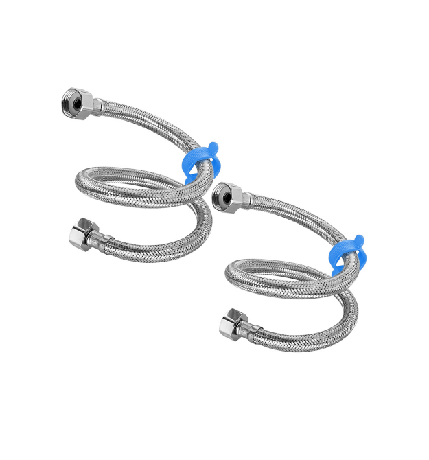 Комплект шлангів для води з нерж. сталі для підключення змішувача, 0,4м, Silver, Blister-box