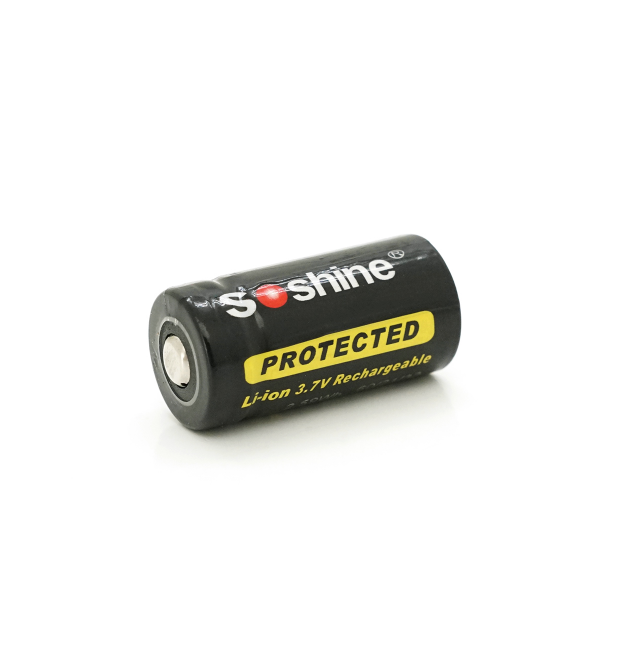Акумулятор 16340 - CR123 Li-Ion Soshine 16340P-3.7-700 Protected, 700mAh, 0.7A, 4.2 - 3.6 - 2.75V, Black