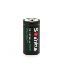 Акумулятор Soshine 16340 - CR123 Li-Ion, 700mAh, 1A, 4.2 - 3.7 - 2.5V, Button Top, Black