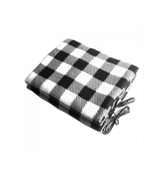 Електропростирадло автомобільне, живлення від прикурювача 12V, 150х110 см, з регулюванням температури, Black-white