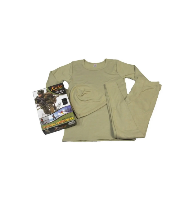 Комплект термобелья (штаны+ футболка с длинным рукавом+шапочка), размер S-M, Турция, Олива