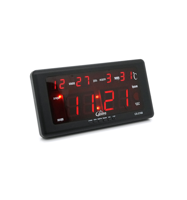 Настінний годинник VST-2168, з календарем та термометром, Red, Box