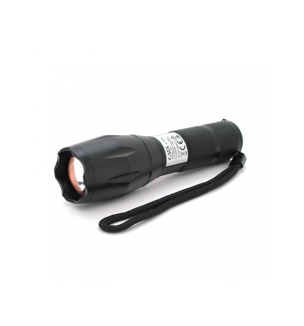 Ліхтар ручний CATA CT-8025, 1LED Cree XM-L T6, 10W, 5 режимів, ZOOM, 18650 - 3400 вбудований, Black, IP44, microUSB, 132х33х27мм