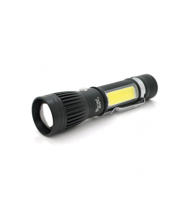 Ліхтарик ручний Watton WT-028, Cree T6+16SMD, 3 реж., ZOOM, 6800mAh акумулятор, зарядка microUSB, IP44. 135 х 30 х 20. BOX