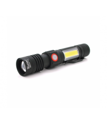 Ліхтар ручний Watton WT-601, P50 + 16 SMD COB, 2+2 режими, ZOOM, 18650 - 2400mah, Black, IP40, USB Type-C, МАГНІТ, 138х28х26мм,