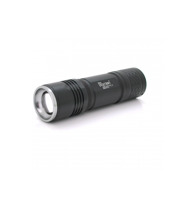 Ліхтар ручний Watton WT-313, 1LED Cree T6, 3W, 5 режимів, ZOOM, 18650 - 2800mah (перехідник 3*AAA), Black, IP44, СЗУ, 120х33х33м