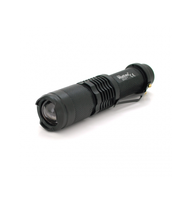 Ліхтар ручний Watton WT-086, 1LED Cree T6, 3W, 4 режими, ZOOM, 18650 - 2800mah, Black, IP44, СЗУ від USB, 115х28х22мм, BOX