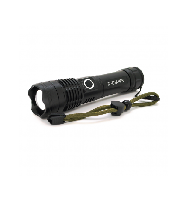 Ліхтарик Balog BL-X71-HP50, Zoom, 3 режими, алюміній, компас, акум 18650, USB кабель, BOX