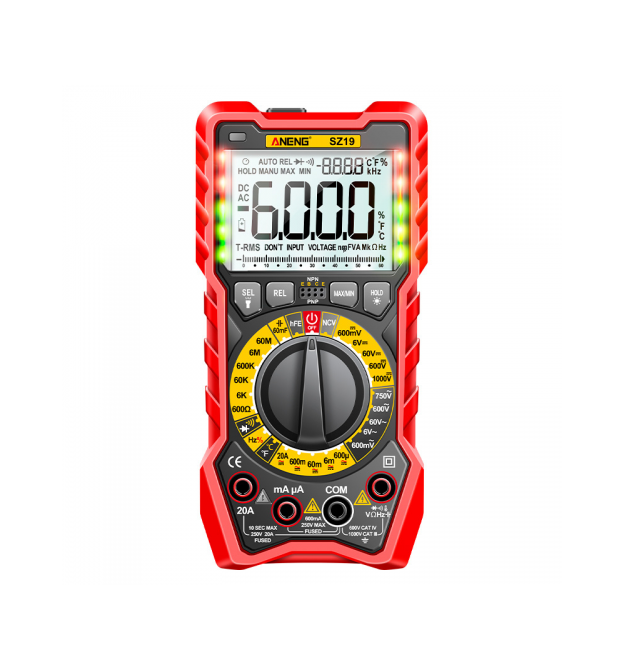 Мультиметр ANENG SZ19, вимірювання: V, A, R, C, T, F, функція hFE