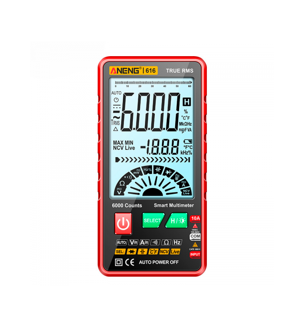 Мультиметр ANENG AN-616, вимірювання: V, A, R, C, T, F, функція hFE