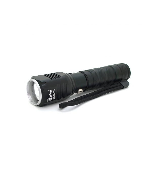 Ліхтар ручний Watton WT-087, 1LED Cree T6, 10W, 5 режимів, 18650 - 2800mah (перехідник 3*AAA), Black, IP44, СЗУ + АЗУ, 120х33х33