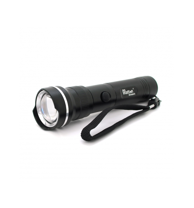 Ліхтар ручний Watton WT-010, 1LED CREE Q5, 3W, 5 режими, ZOOM,18650 - 3200mah, Black, IP40, СЗУ під 2 акб, 180х45х34мм, BOX