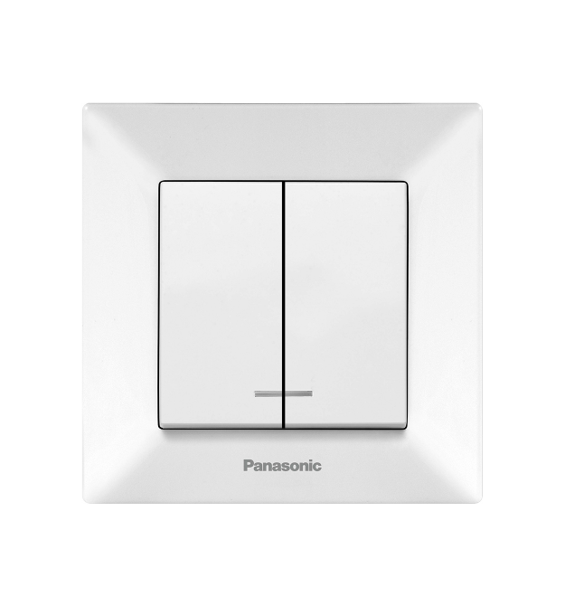 Вимикач Panasonic Arkedia Slim двоклавішний з підсвіткою, білий